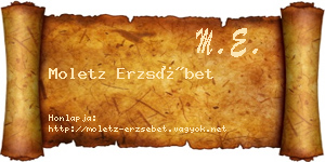 Moletz Erzsébet névjegykártya
